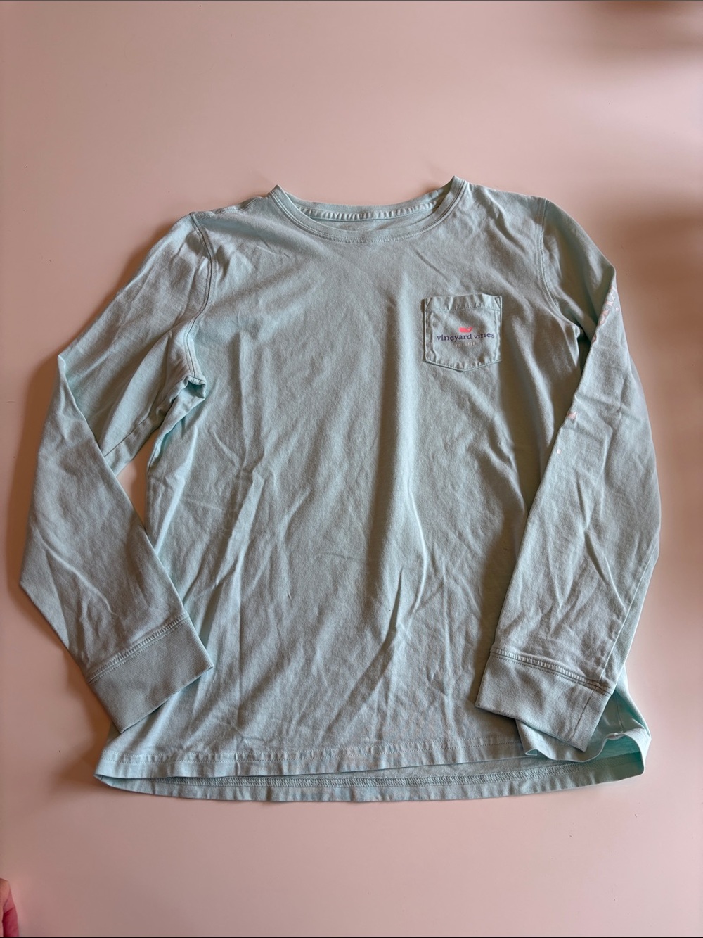 Vineyard Vines Women’s Mint Aqua Long Sleeve Pocket Tee size small